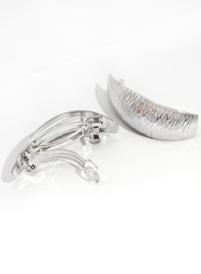 DeD Pack of 5 Women Hair Clips Metal Hair Pins Simple Retro Large Hair Barrettes French Clip Barrettes For Women Lady(Silver) - Image 5